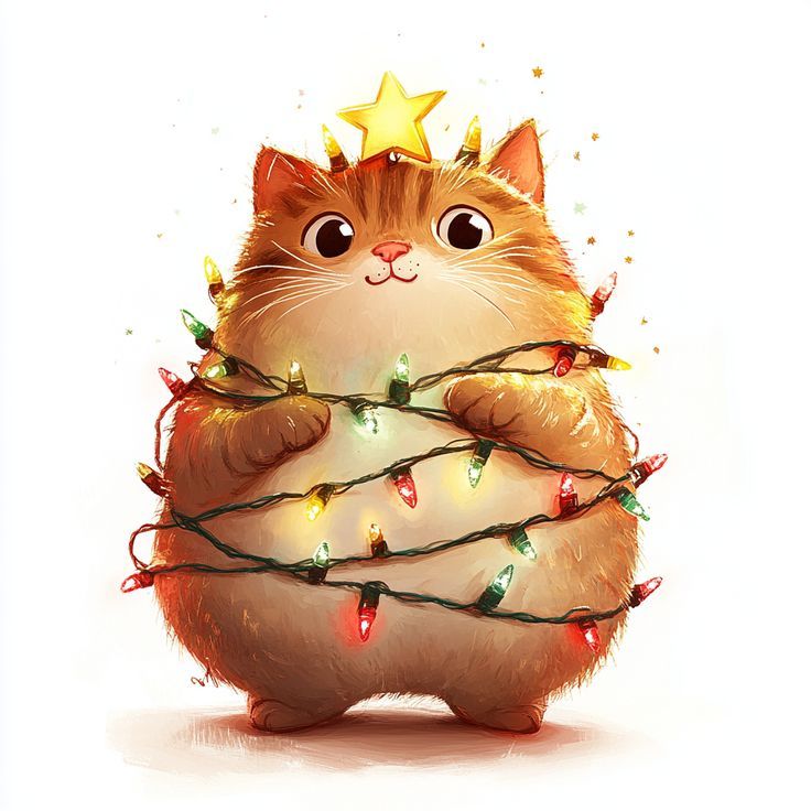 Cat 11 в 2024 г | Рождественские иллюстрации, Новый год, Рисунки