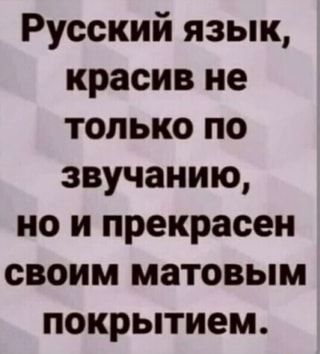 Русский язык, красив не только по звучанию, но и прекрасен своим матовым покрытием. – АйДаПрикол