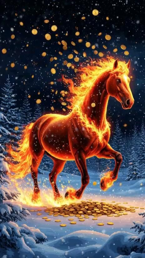 Новогодняя открытка год лошади огненная лошадь символ нового года новый год рождество