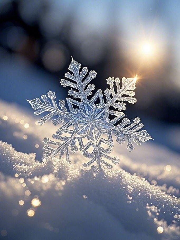 Décoration murale flocon de neige en cristal – impression de photographie d’hiver, décoration macro flocon de neige givrée, décoration de maison de vacances